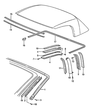 (New) 944, 968 Cabriolet Windshield Frame Fastening Rail Right 1989-91