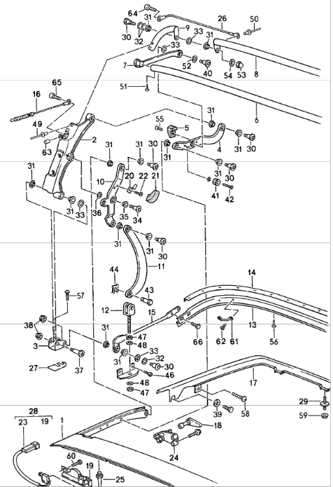 (New) 968 Cabriolet Folding Bow Right - 1992-95