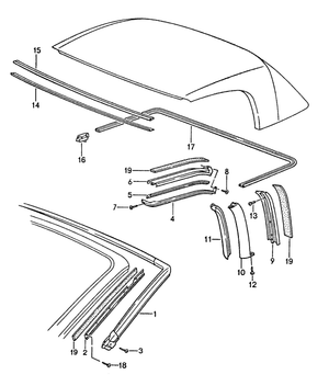 (New) 944,968 Cabriolet Fastening Rail Left 1989-95