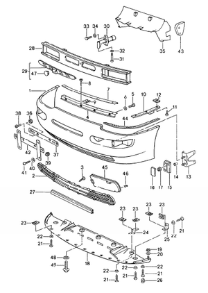 (New) 968 Front Bumper Cover Rail 1992-95