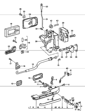 (New) 924/944/968 Left Door Lock Operating Linkage - 1985-95