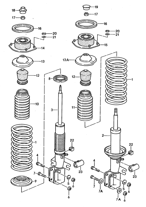 (New) 944 Turbo, 944S2, 968 Front Shock Absorber Strut Right - 1990-95