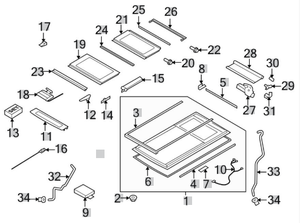 (New) Cayenne Sunroof Glass Seal Center