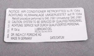 (New) 964 R134A Air Conditioner Decal - 1989-94