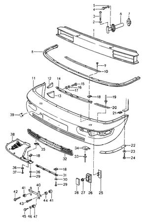 (New) 964 C2/C4/RS Front Bumper Smile Seal - 1989-94