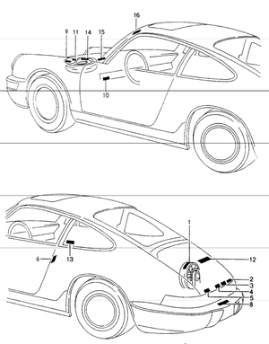 (New) 964 Engine Compartment Decal Set 1989-94