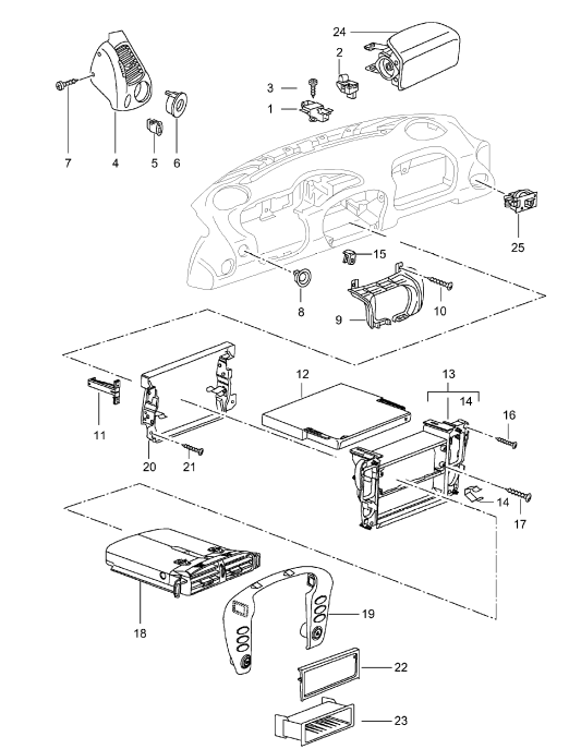 (New) 911, Boxster, Air Conditioning Switch Frame on Dashboard, 2002-05