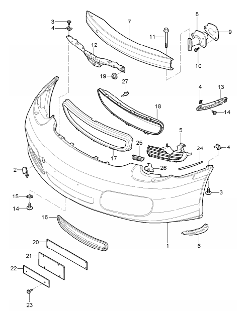 (Used) Boxster Front Grill Frame Right 2005-08