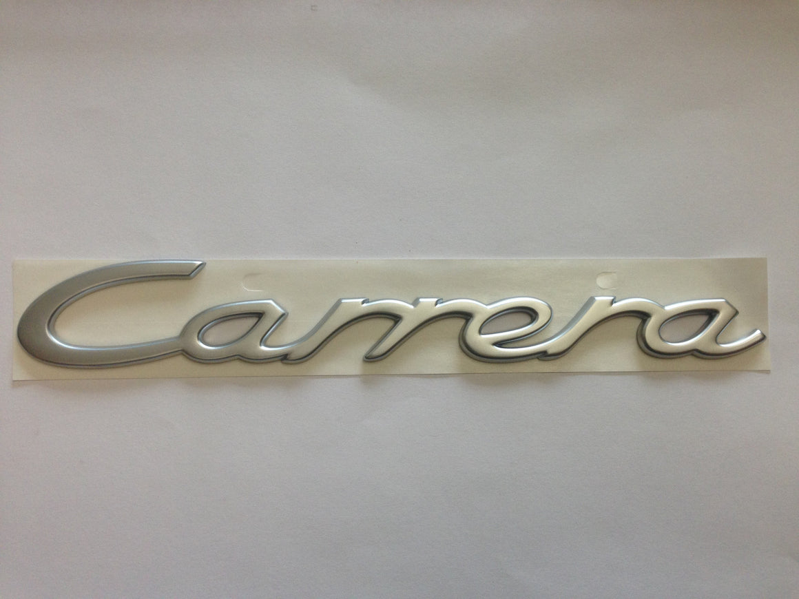 (New) 993 Silver "Carrera" Engine Lid Emblem - 1995-98