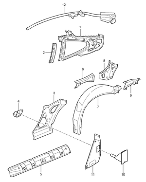 (New) 911 Targa Internal Side Panel Left Primed 2001-05