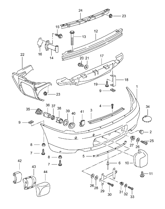 (New) 911 Rear Bumper Retaining Strip 2002-05