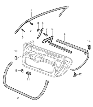 (New) 911/Boxster Internal Door Shaft Gasket Left - 1997-05