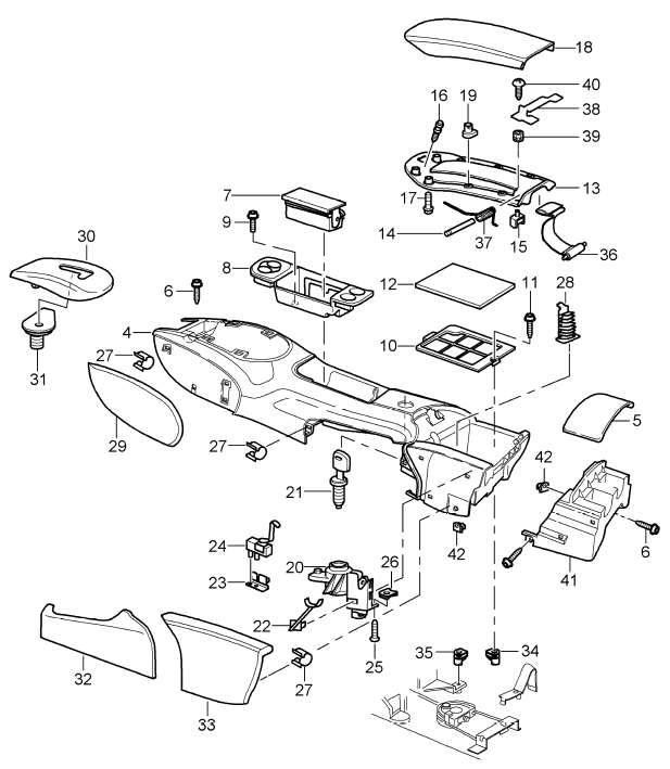(New) 911/Boxster Center Console Carbon 1998-05