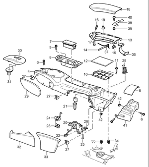 (New) 911/Boxster Center Console Cover Black Leather 1997-05