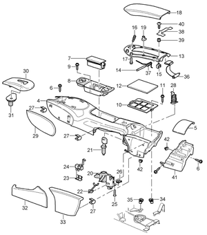 (New) 911/Boxster Center Console Inner Cover Satin Black 1997-05