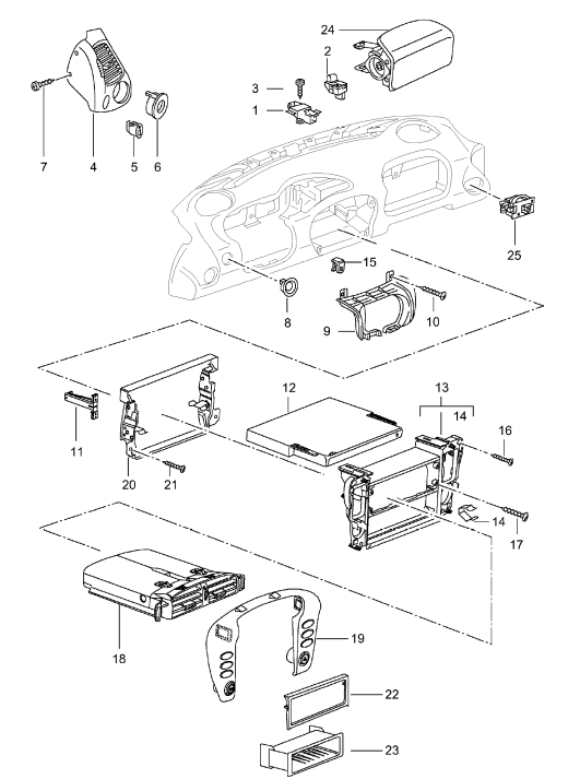 (New) 911/Boxster Center Dashboard Panel Mount Satin Black 2002-05