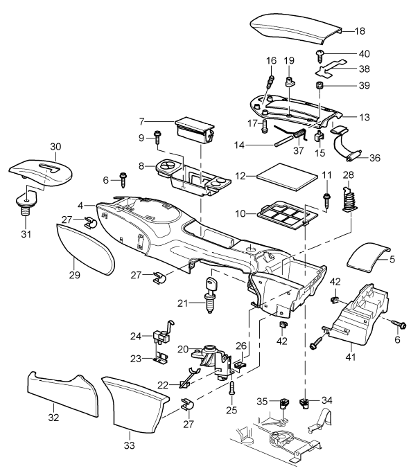 (New) 911, Boxster, Center Console Storage Compartment Floor, Rear 1997-05