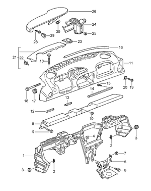 (New) 911 Dashboard Cover Strip Right Carbon 1998-05