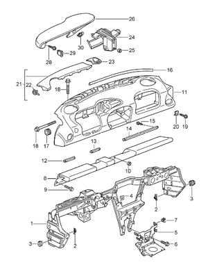 (New) 911 Dashboard Cover Strip Left Carbon 1998-05