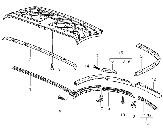 (New) 911 Cabriolet Convertible Top Front Seal - 1999-05