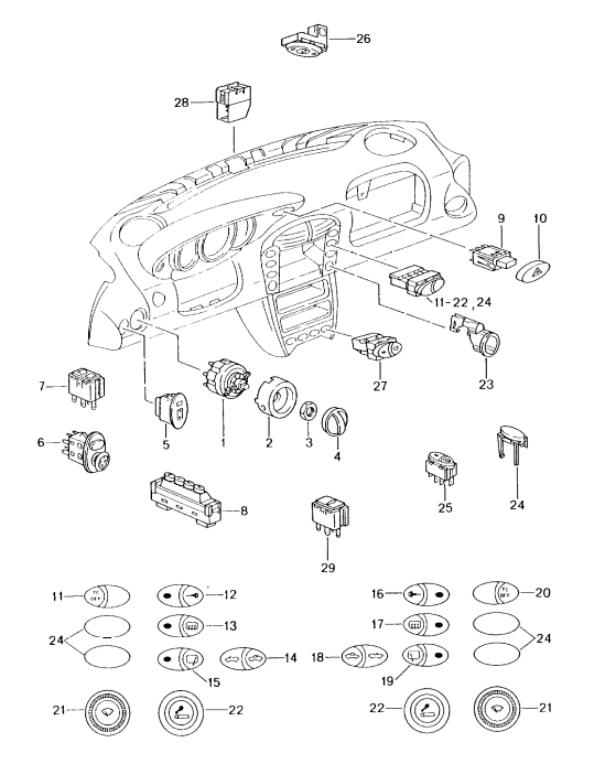 (New) 911/Boxster Tip Switch for Rear Spoiler 1997-05