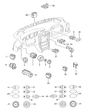 (New) 911/Boxster Tip Switch for Rear Spoiler 1997-05