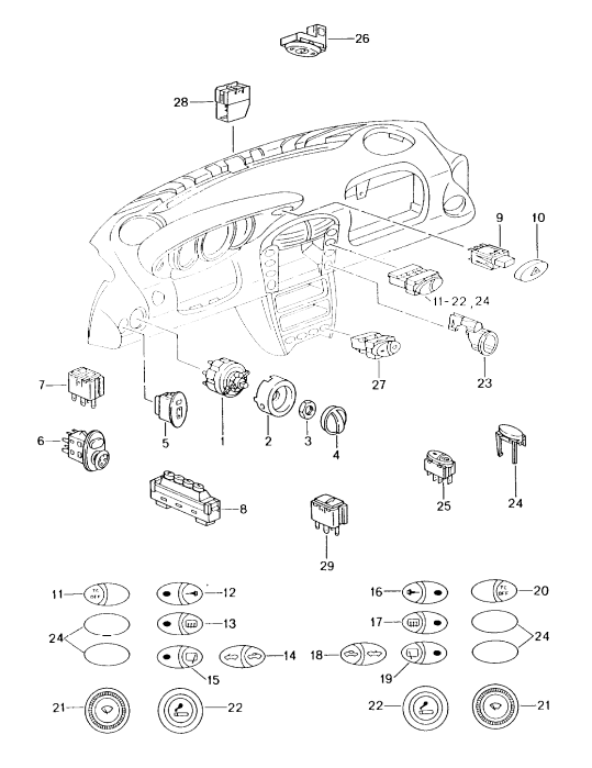 (New) 911/Boxster Switch for Rear Window and Exterior Mirror Heating 2002-05