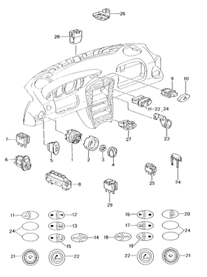 (New) 911 Switch for Seat Heating Right Matt Black - 1999-05