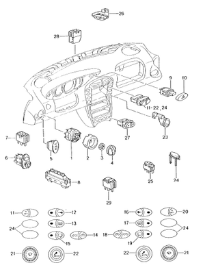 (New) 911/Boxster Light Switch Rotary Button Matt Black 2002-05