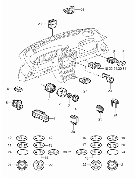 (New) Tip Switch for Rear Spoiler Matt Black - 2001
