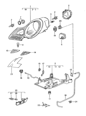 (New) 911/Boxster Headlight Cover Panel, Right, White 1997-04