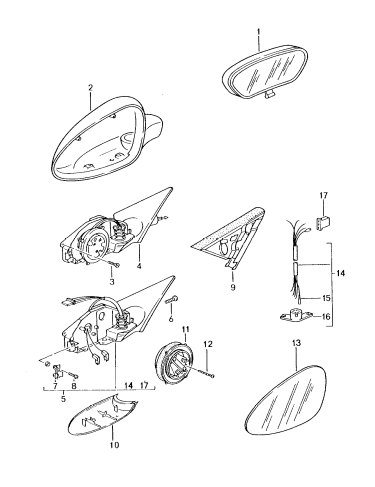 (New) 911/Boxster Exterior Mirror Housing Left, Primed 1997-05