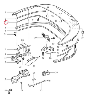 (New) 911 Cabriolet Convertible Top Lid Gasket - 1999-05