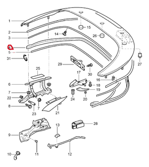 (New) 911 Cabriolet Convertible Top Lid Edge Protection - 1999-05