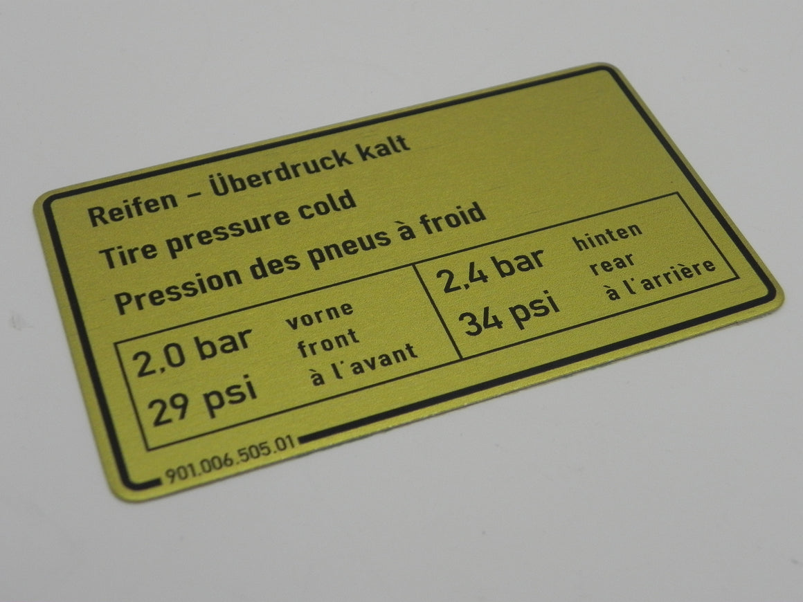 (New) 911 Tire Pressure Decal - 1973-79