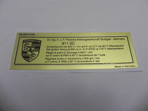 (New) 911 SC Timing Decal - 1978-80