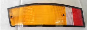 (Damaged) 911/912/930 Right Side Euro Amber/Red/Clear Tail Light Lens with Black Trim - 1973-89