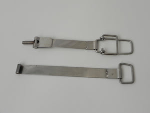 (New) 911/912 Set of Polished Upper and Lower Battery Hold Down Straps - 1969-73