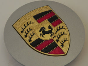 (New) 928/944/964/968/986/993/996 Silver Center Cap w/ Full Colored Porsche Crest - 1978-2005