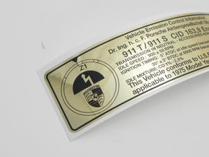 (New) 911/S Exhaust Timing Decal - 1975