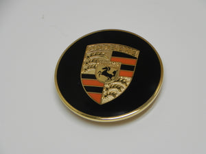 (New) 356/911/912 Gold Enamel Hubcap Crest with Orange Bars - 1950-73