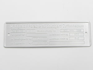 (New) 911 E Type C Chassis ID 4 Line Plate - 1971