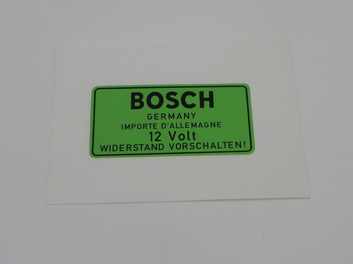 (New) 911/912 Bosch 12 Volt Green Ignition Coil Decal - 1965-69