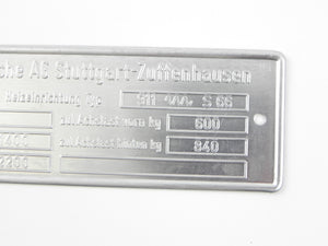 911, Carrera, S,  RSR 2.7 Chassis ID Plate - 1974-77