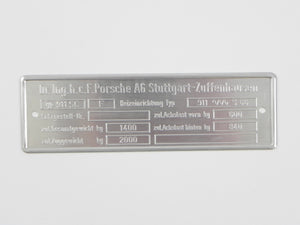 (New) 911 SC F RS RSR 2.7/2.8 Chassis ID Plate - 1973