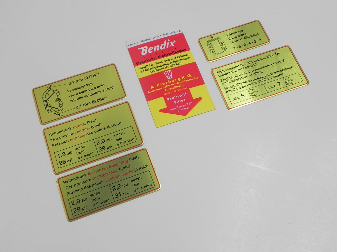 (New) 911 Red Bordered Engine Bay Decal Set - Late 1965 to 66