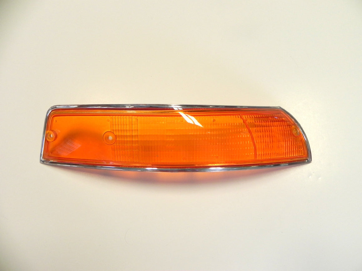 (New) 911/912 Front Right USA Amber Turn Signal Lens with Silver Trim - 1969-72