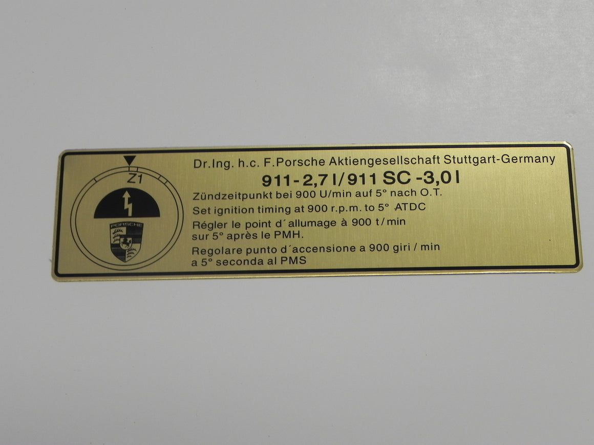 (New) 911 2.7 or 3.0 Timing Decal - 1974-77
