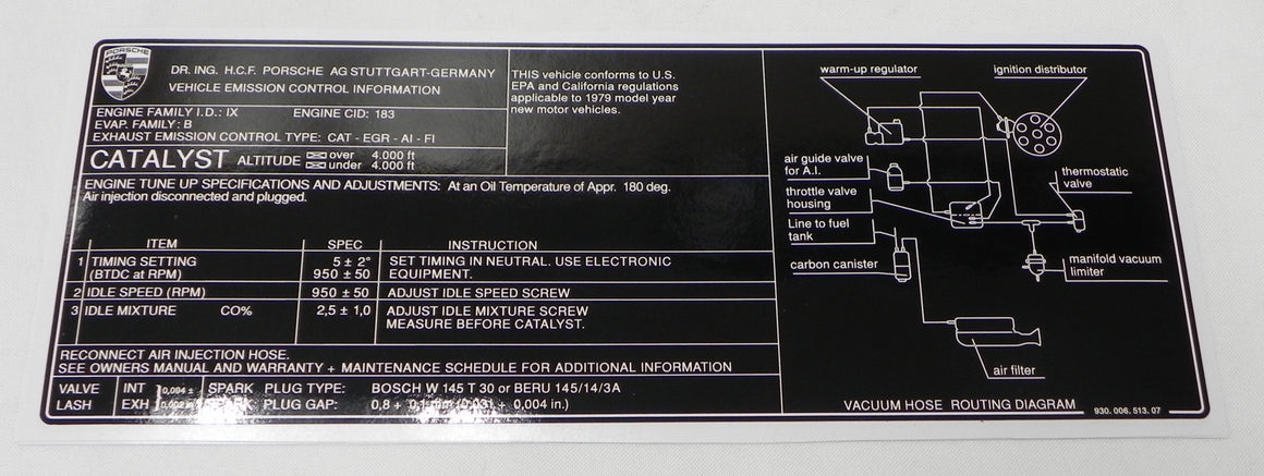 (New) 79 930 Turbo Engine Catalyst Decal