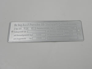 911 T Type F Chassis ID Plate 4 Line - 1972-73